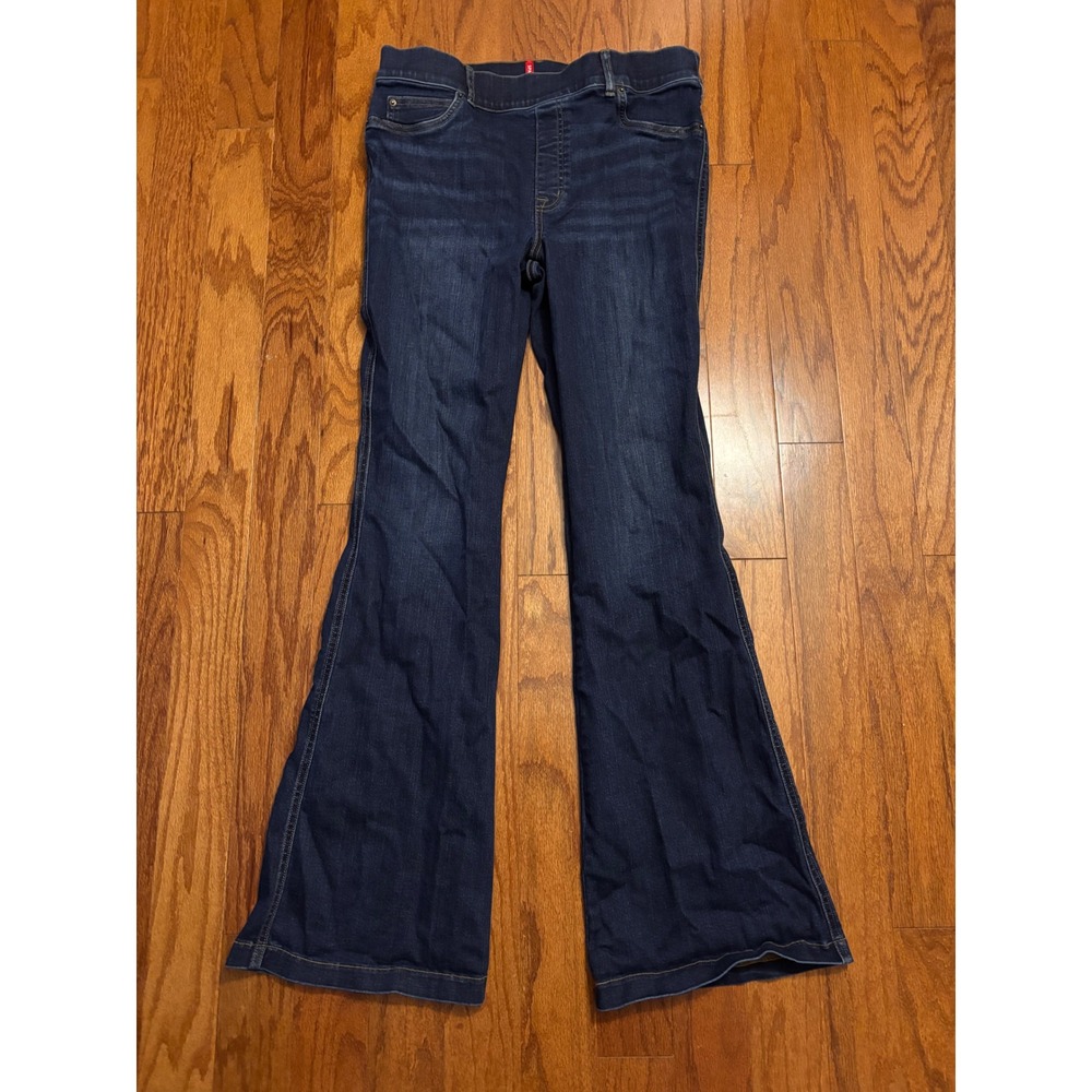 Spanx Dark Wash Pull On Boot Cut Jeans Size XL